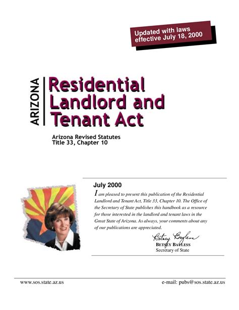 ARIZONA RESIDENTIAL LANDLORD AND TENANT ACT.